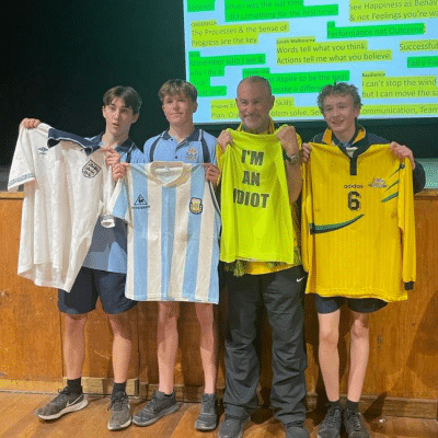 Paul Wade Posing With Students Muswellbrook High